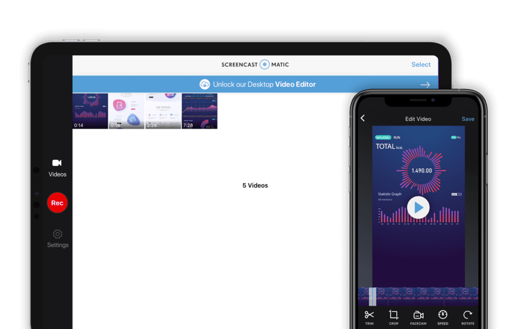 تطبيق Screencast-O-Matic لتسجيل فيديو لشاشة آيفون مع فيديو من الكاميرا الأمامية
