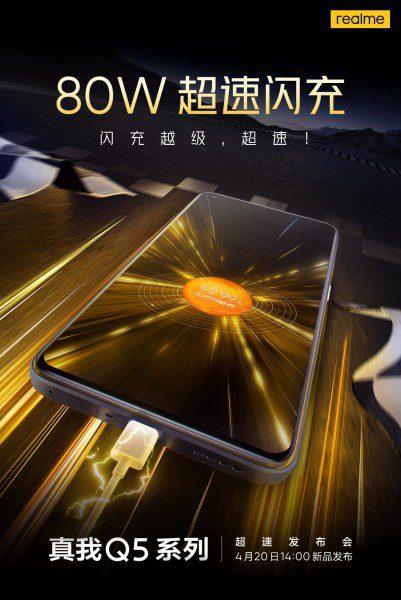 إعلان تشويقي يؤكد دعم سلسلة Realme Q5 للشحن بقدرة 80W