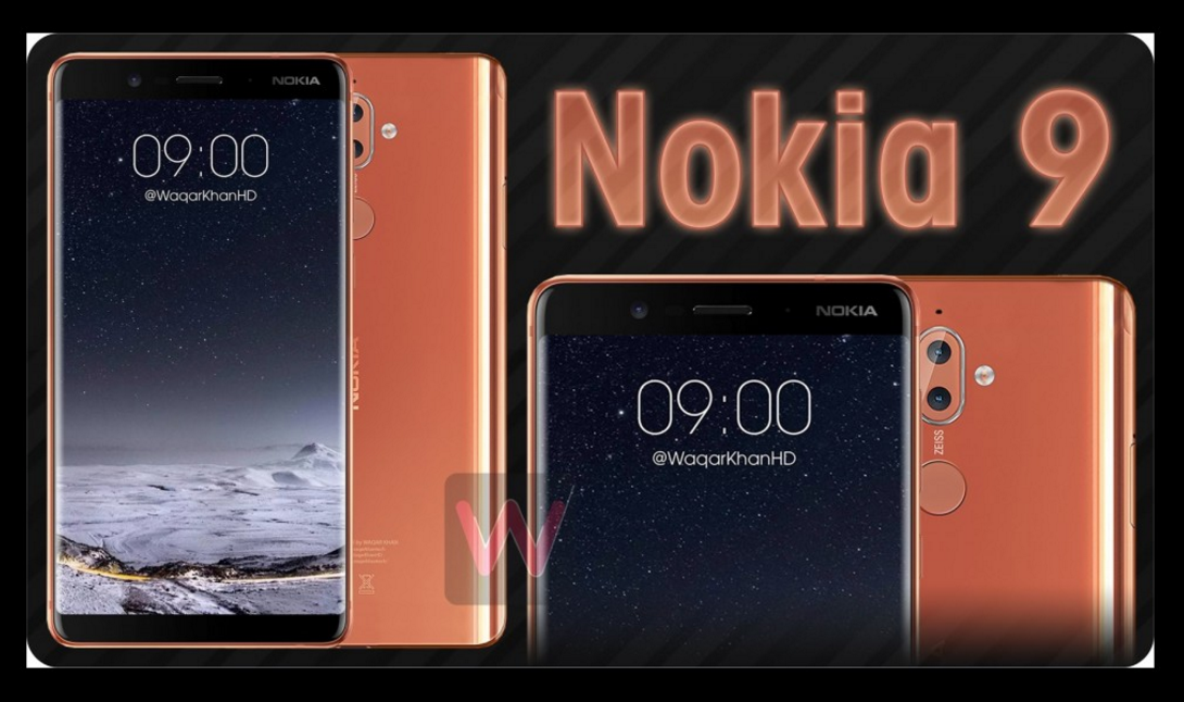 Nokia 9 renders - تسريب صورة توضح هاتف نوكيا 9 بشاشة بدون حواف