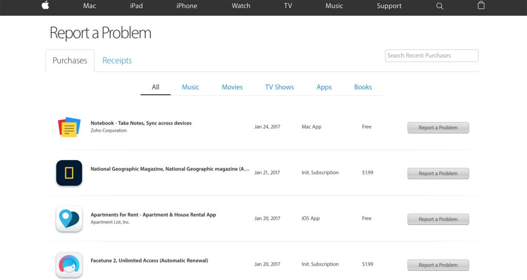 شرح كيفية استرجاع ثمن أي تطبيق قمت بشراءه سواء كان بالخطأ أو لم يعجبك 3 apple report purchases - مدونة التقنية العربية