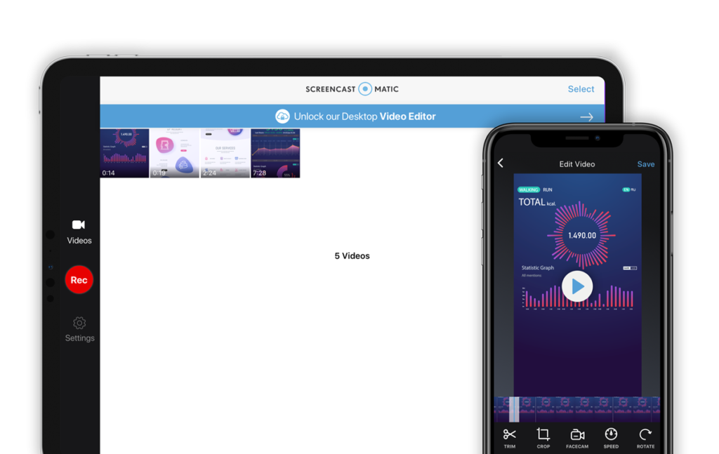 تطبيق Screencast-O-Matic لتسجيل فيديو لشاشة آيفون مع فيديو من الكاميرا الأمامية
