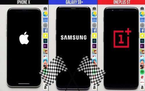1 73 - اختبار السرعة بين جالاكسي S9+ والأيفون X و OnePlus 5T ، من الأسرع ؟