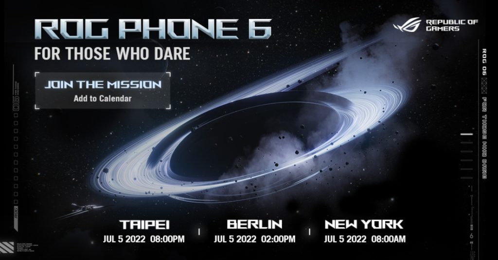 هاتف ASUS ROG Phone 6 ينطلق في 5 من يوليو بمعالج Snapdragon 8+ Gen 1
