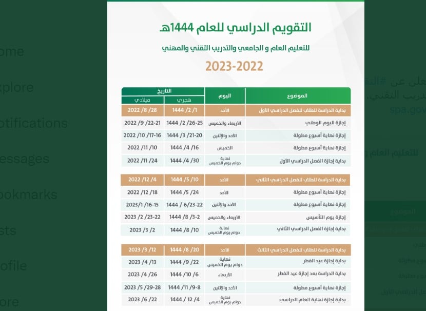 الدراسي 1444 للمدارس1 - التقويم الدراسي 1444 بعد التعديل وموعد بداية الدراسة في العام الجديد 2023/2022