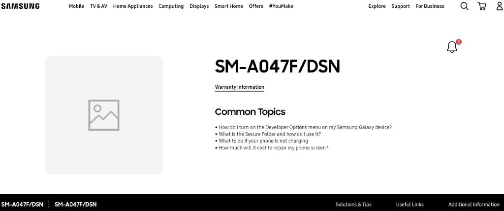 إطلاق هاتف Galaxy A04s قريبًا بعد تجهيز صفحة الدعم على الموقع الرسمي لشركة سامسونج