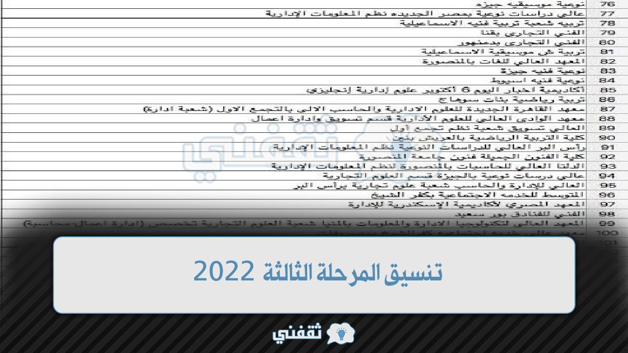 images 23 1 1 - تنسيق المرحلة الثالثة 2022 اعرف كليتك لمجموع 50% سجل رغباتك عبر موقع tansik.eg