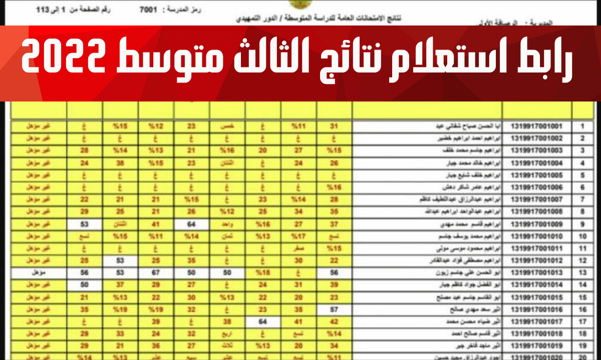 نتائج الثالث الإعدادي الدور الثاني في العراق عبر موقع نتائجنا 2022