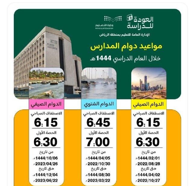 الدوام الشتوي للمدارس 1444 الرياض