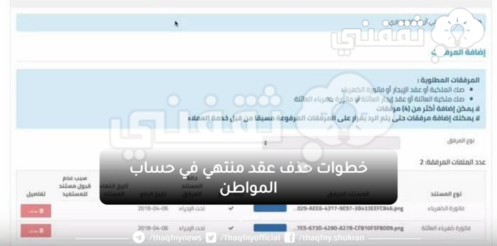 خطوات حذف عقد منتهي في حساب المواطن - مدونة التقنية العربية