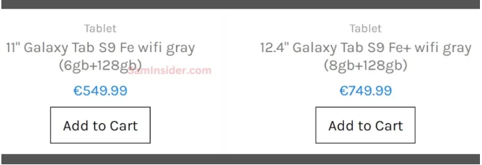 Galaxy Tab S9 FE series EU price - مدونة التقنية العربية
